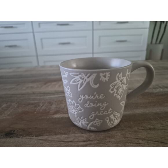 Treshold Mug Youre Doing Great Texture Embossed Floral Coffee Cup 12 oz - Picture 1 of 3